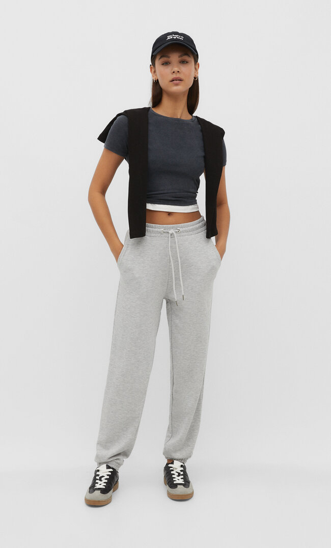 

Stradivarius Jogginghose aus Plüschgewebe Grau Melange M
