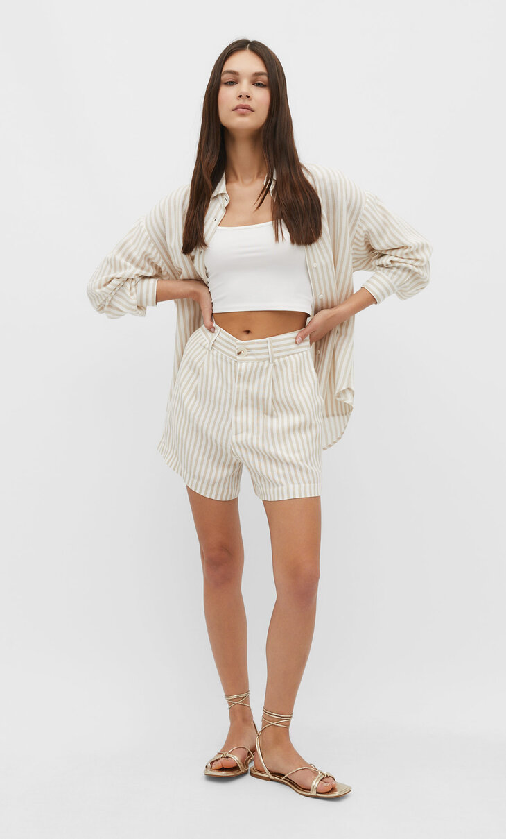 Loose-fitting linen blend shorts