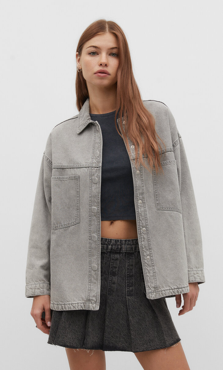 Oversize denim ince ceket