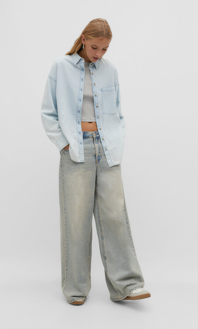 

Stradivarius Basic-Jeanshemd XL