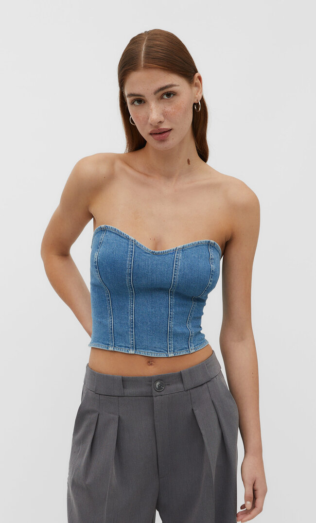 

Stradivarius Jeans-Bustier-Top Jeansblau XL