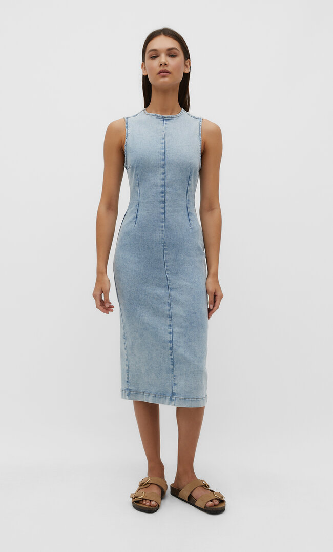 

Stradivarius Jeans-Midikleid im Slim-Fit Jeansblau XL