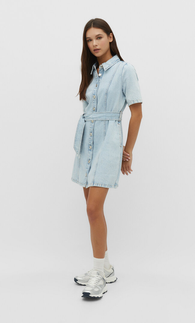 

Stradivarius Jeansowa szmizjerka Niebieski denim S