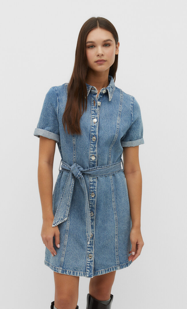 

Stradivarius Jeansowa szmizjerka Niebieski denim XL