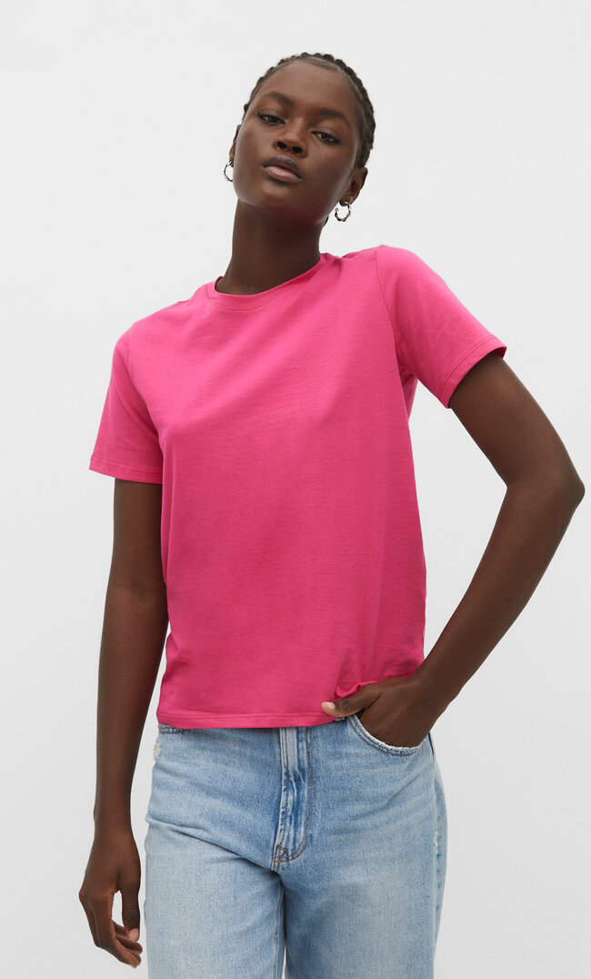 

Stradivarius Basic T-Shirt Fuchsia L
