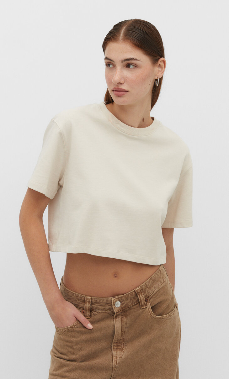 Cropped-Shirt aus Baumwolle