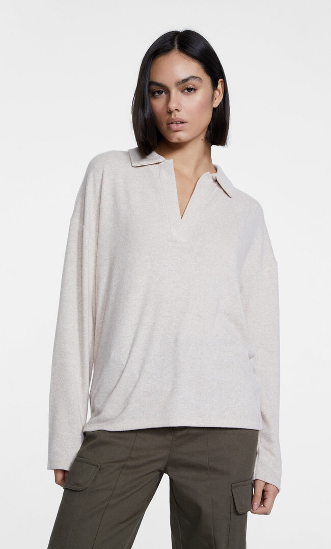 

Stradivarius Gestreiftes Poloshirt Beige Melange M