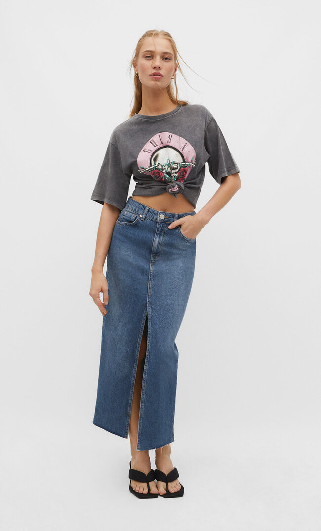 

Stradivarius T-Shirt mit Guns N' Roses-Print Graumeliert S