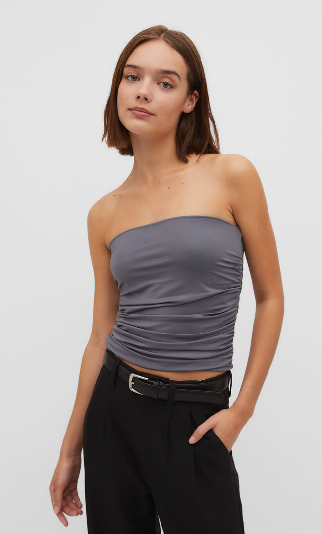 

Stradivarius Bandeau-Top aus Polyamid Gathering Graumeliert XL