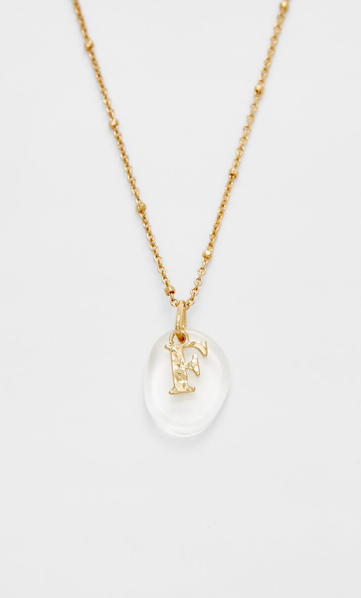 Coloured initial diamanté crystal necklace