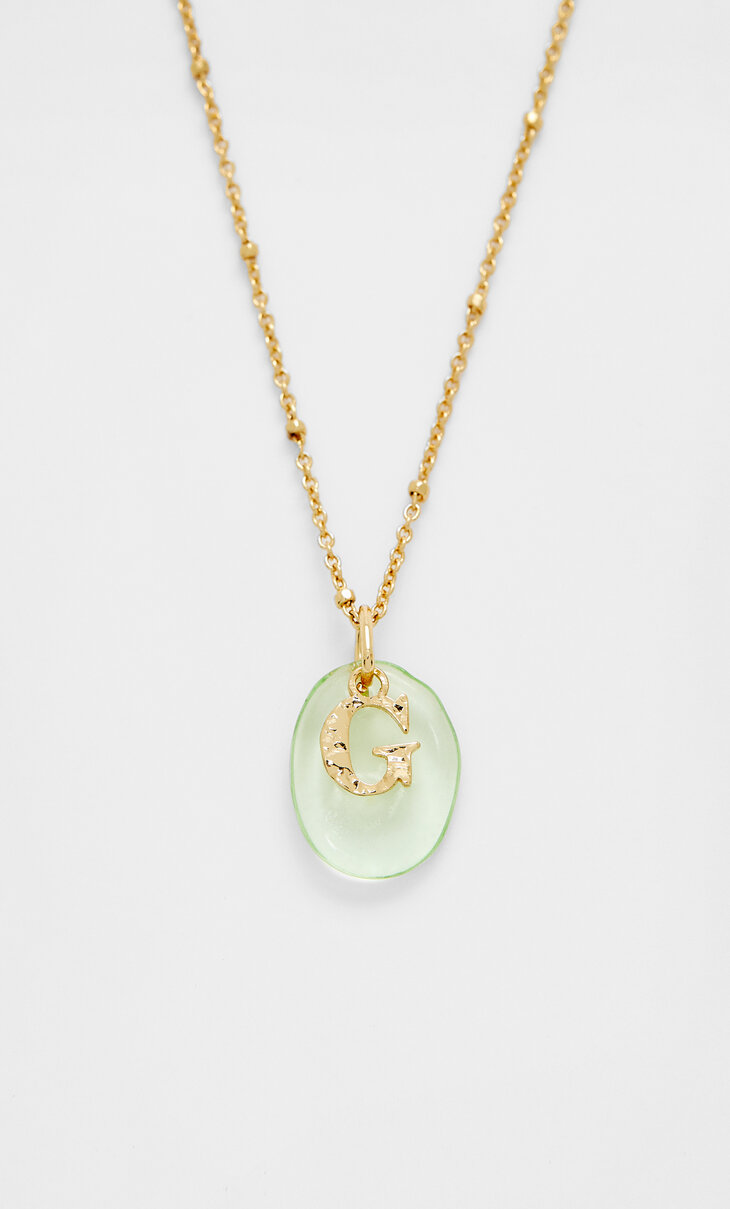 Coloured initial diamanté crystal necklace