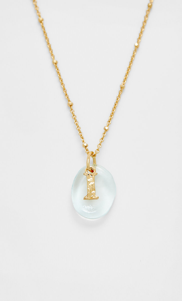 Coloured initial diamanté crystal necklace