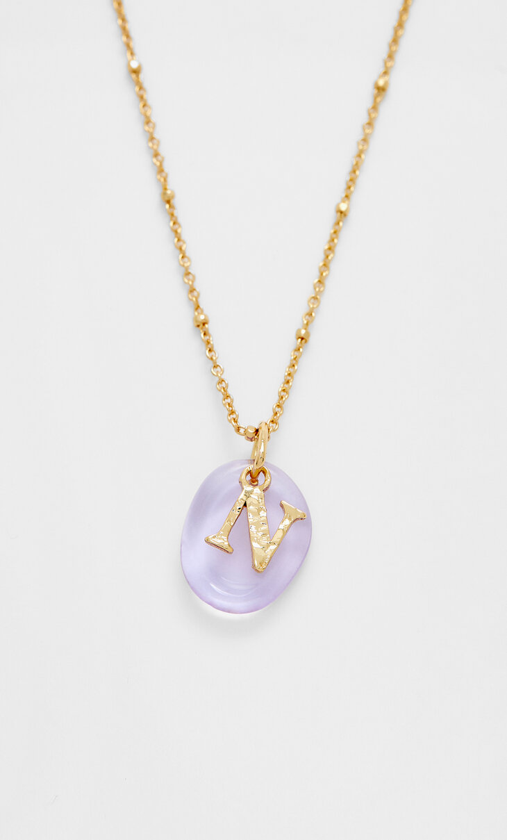 Coloured initial diamanté crystal necklace