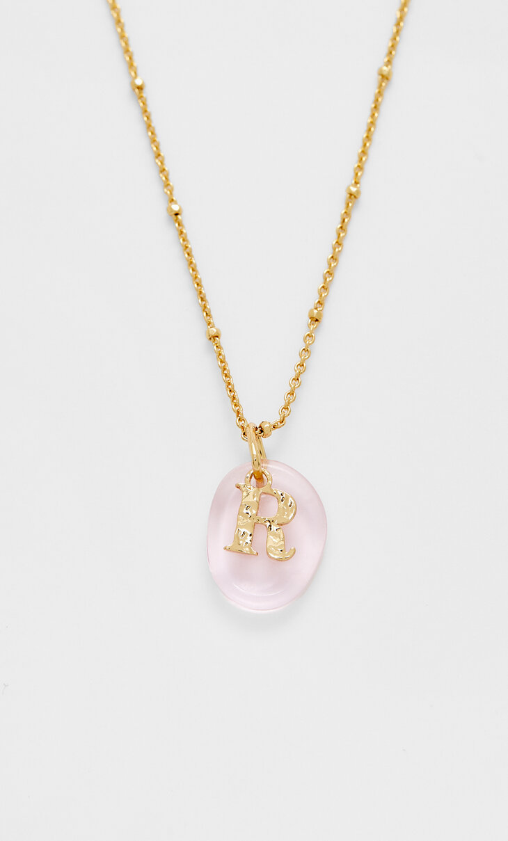 Coloured initial diamanté crystal necklace