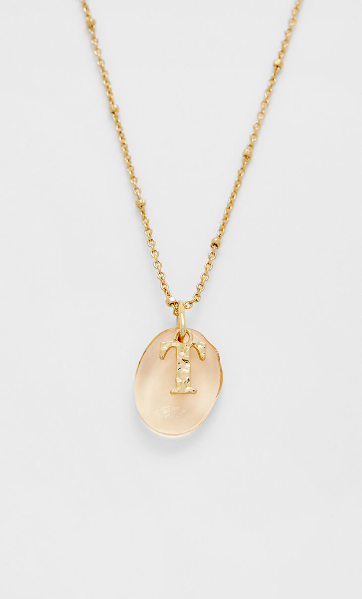 Coloured initial diamanté crystal necklace