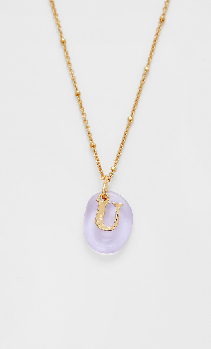 Coloured initial diamanté crystal necklace