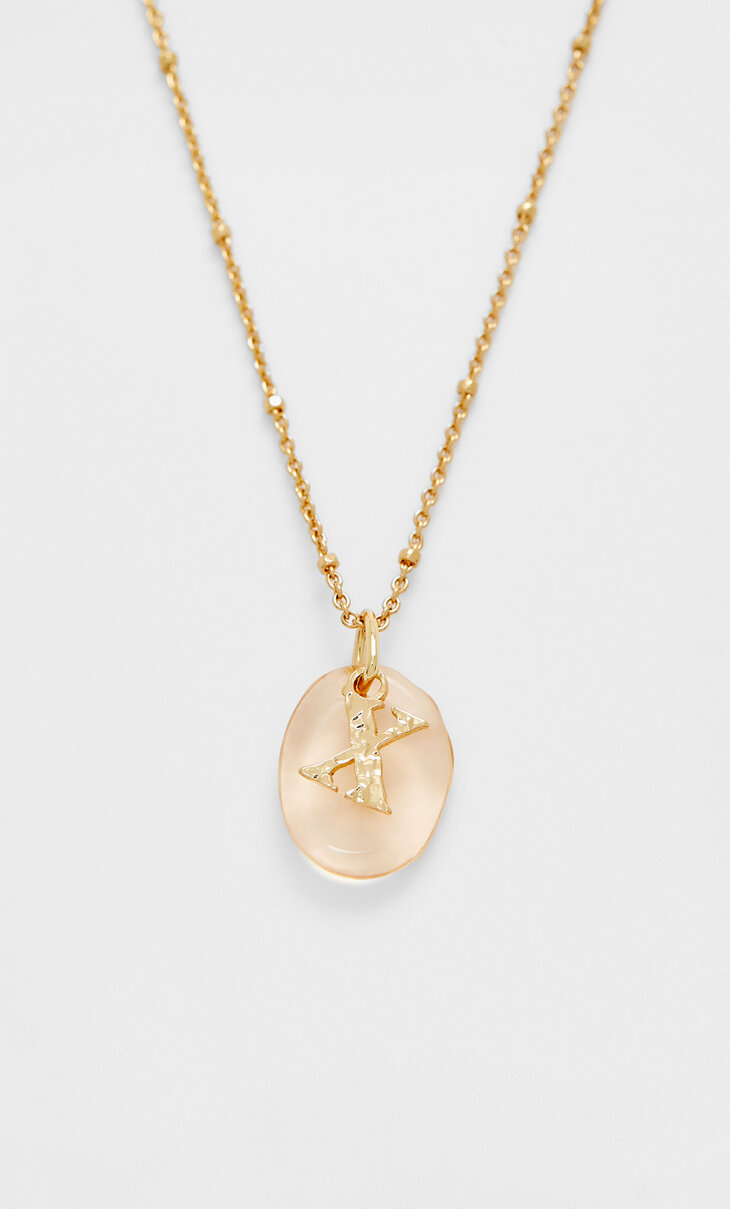 Coloured initial diamanté crystal necklace