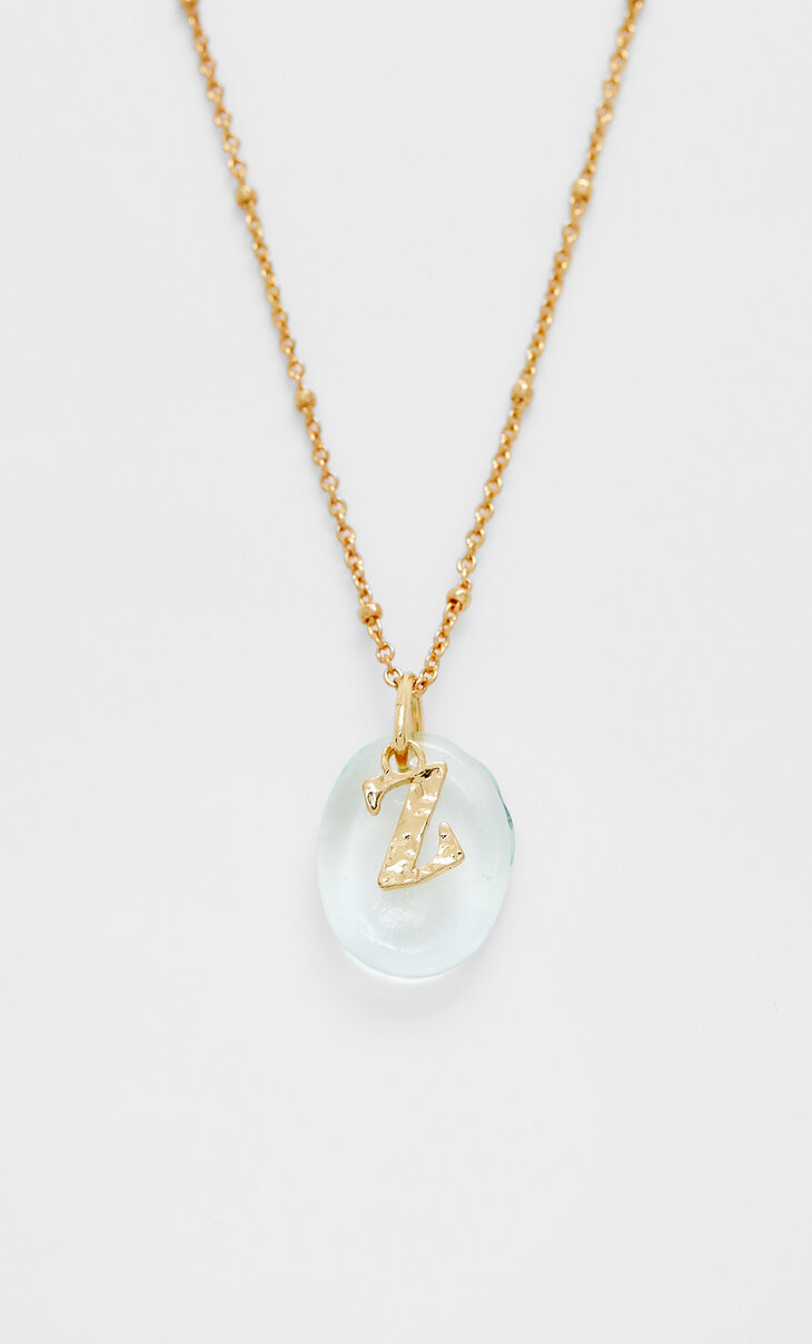 Coloured initial diamanté crystal necklace
