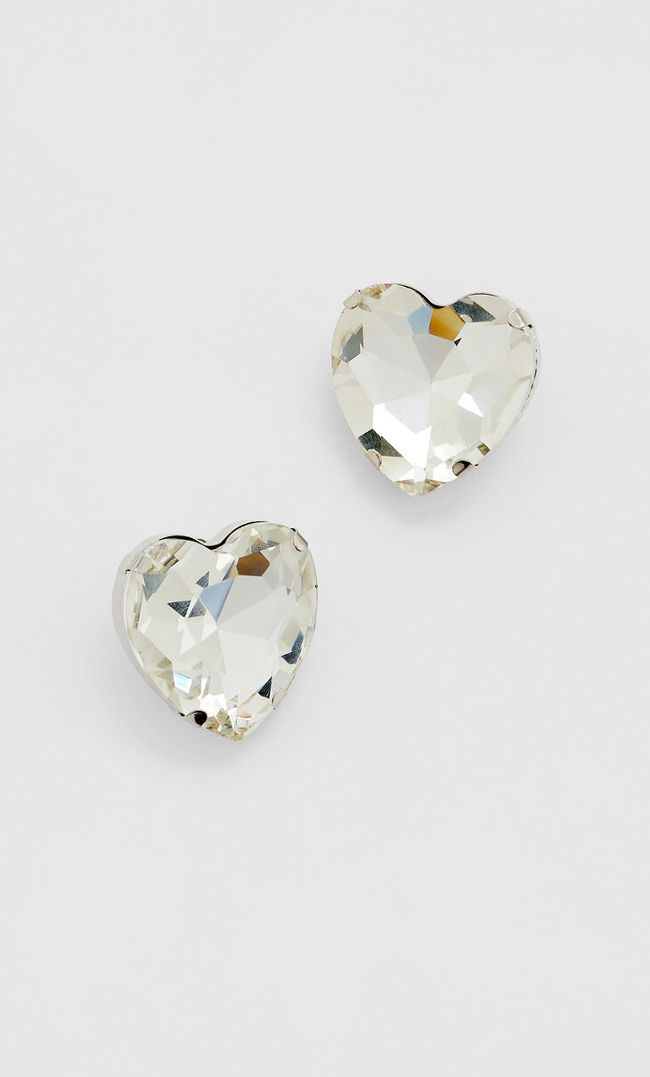 Rhinestone heart earrings