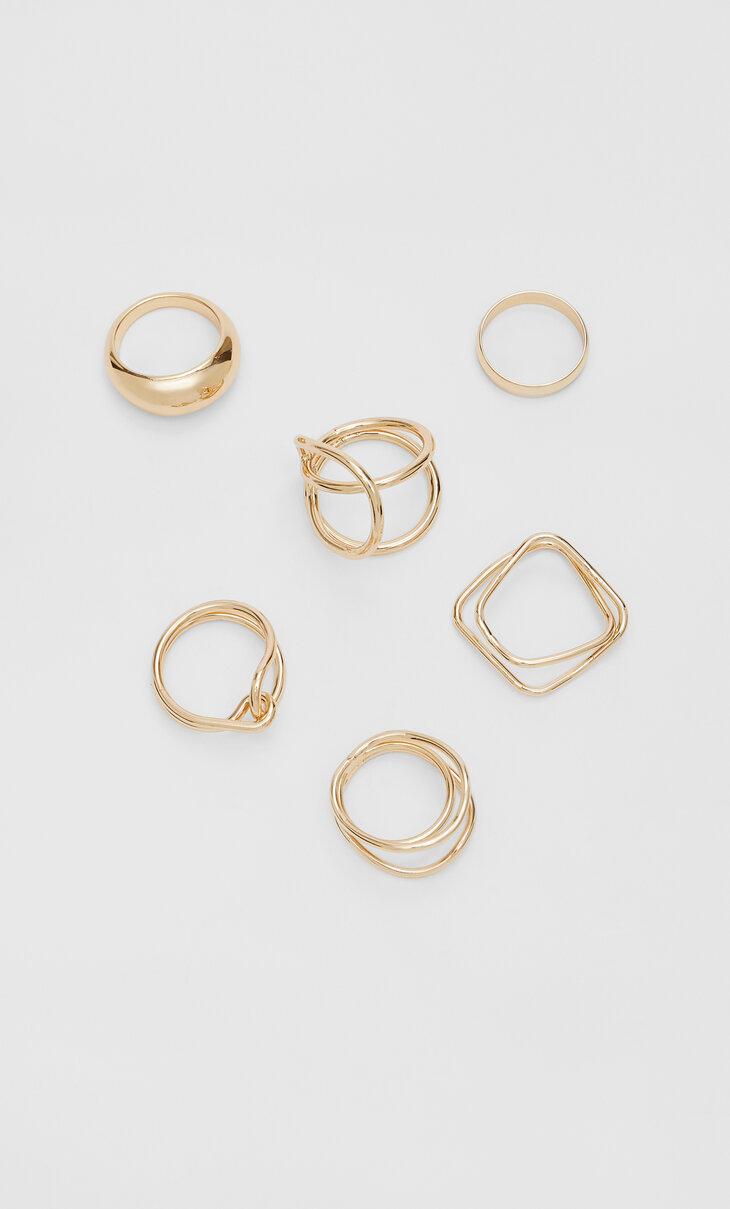 6er-Set Ringe aus unregelmäßigen Formen