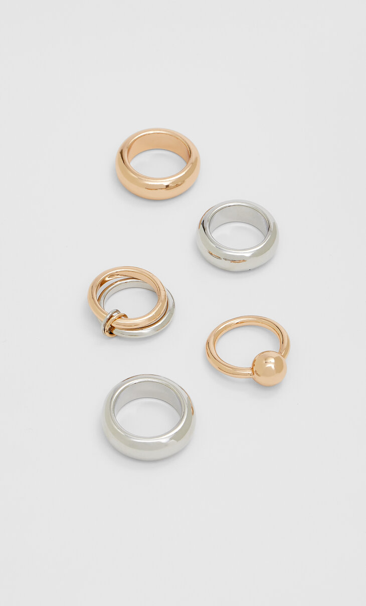 Set of 5 mixed coloured rings