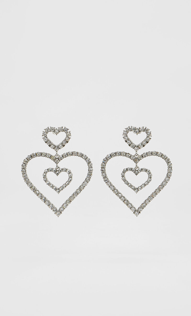 Rhinestone heart earrings