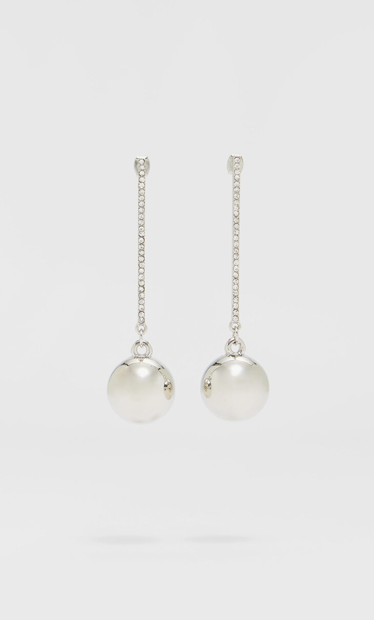 Rhinestone ball dangle earrings