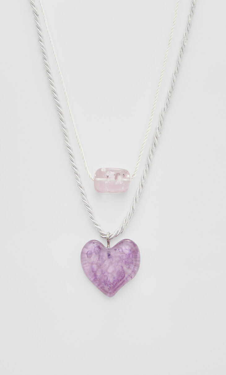 Set of 2 heart lace necklaces