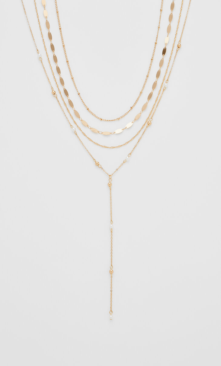 Set of 4 lariat and pearl bead necklaces