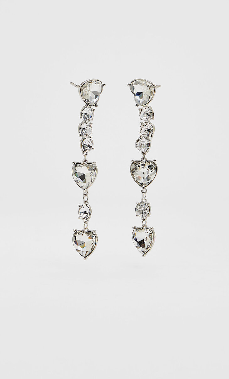 Rhinestone hearts earrings