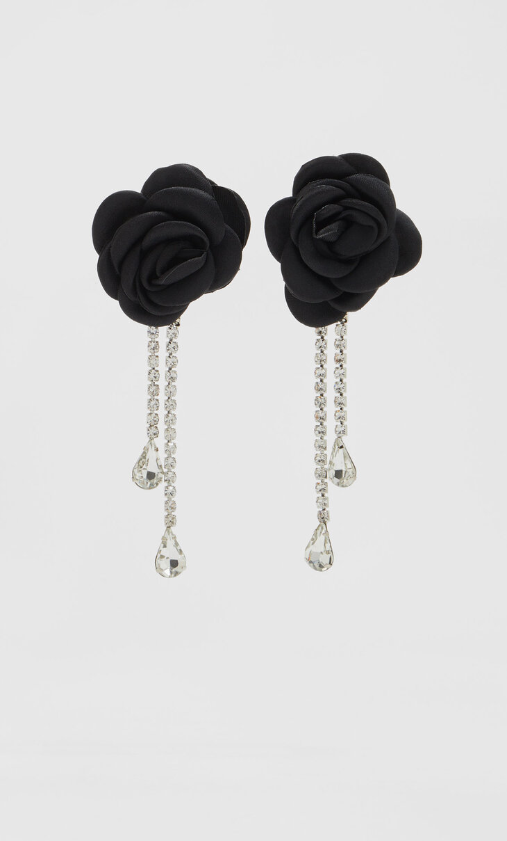Floral rhinestone earrings