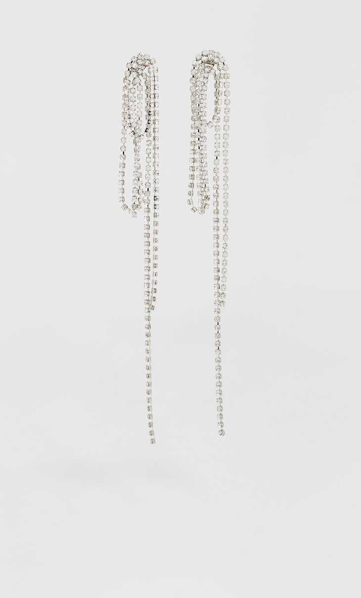 Rhinestone chain earrings