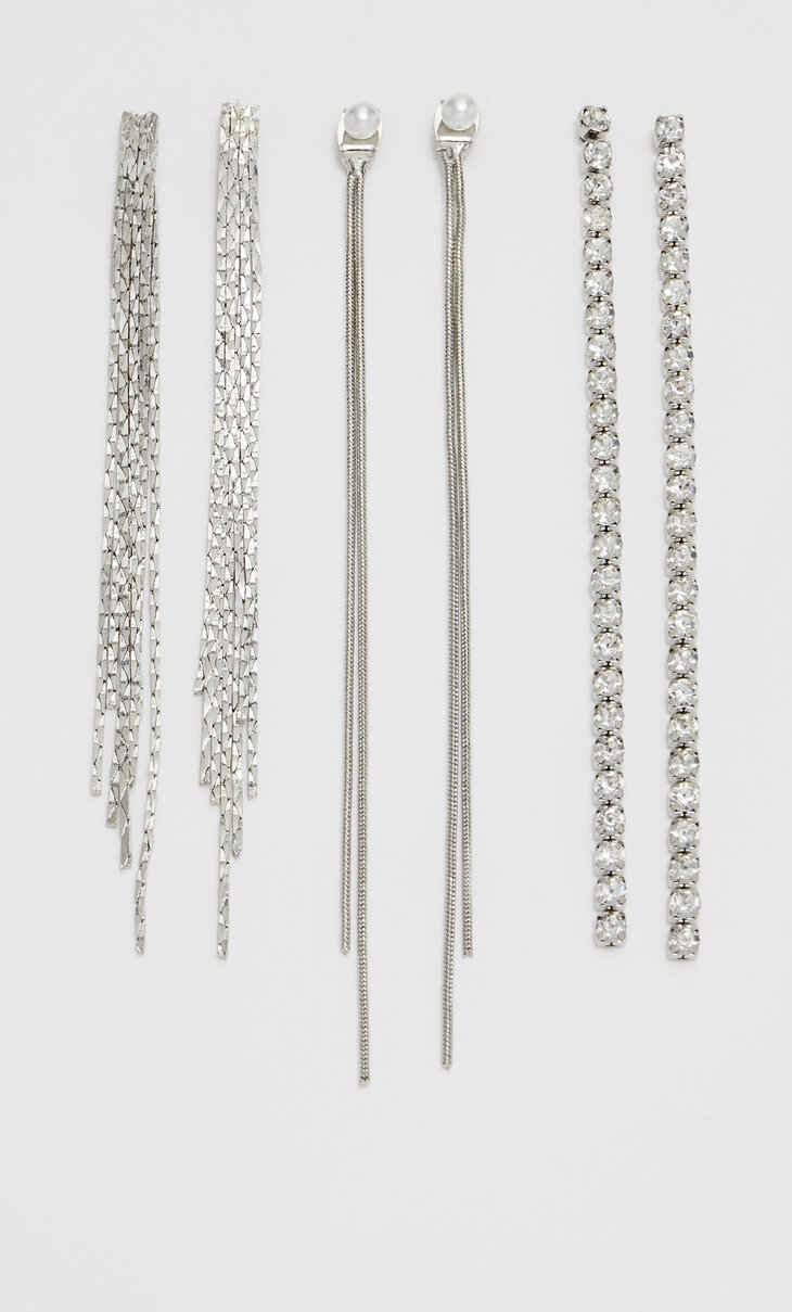 Set of 3 rhinestone dangle earrings