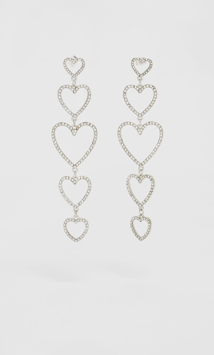 Heart earrings with rhinestones