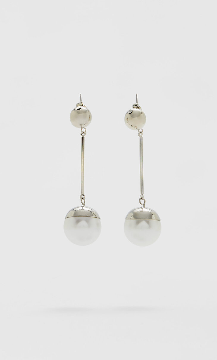 Ball faux pearl earrings