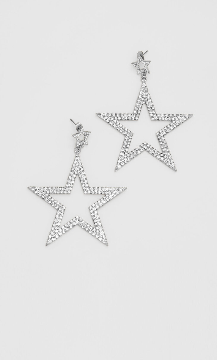 Double star rhinestone earrings