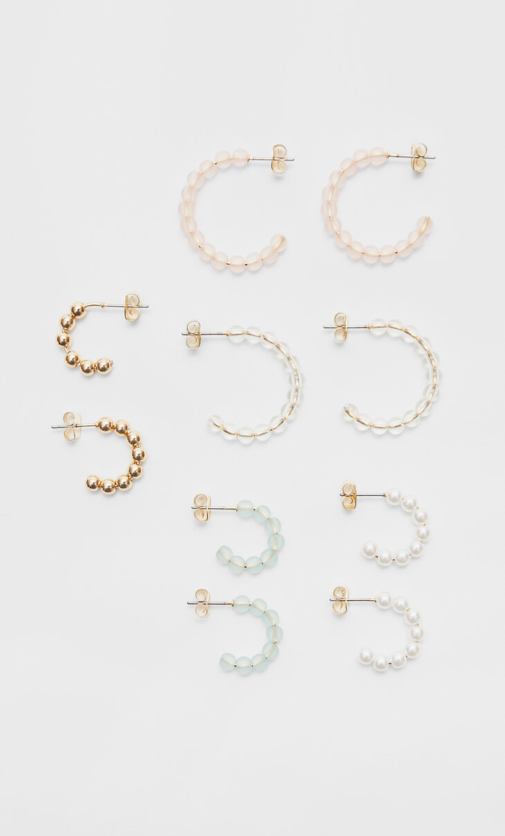 Set of 5 pairs of beaded earrings