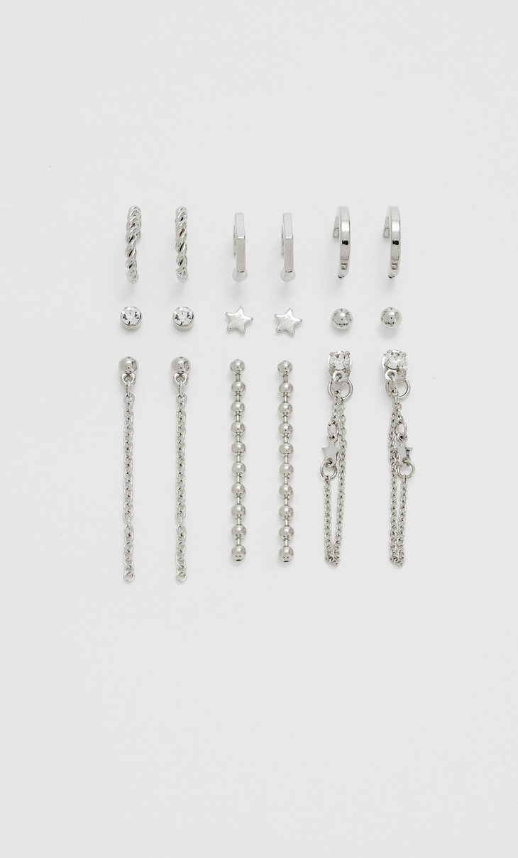 Set of 9 star earrings