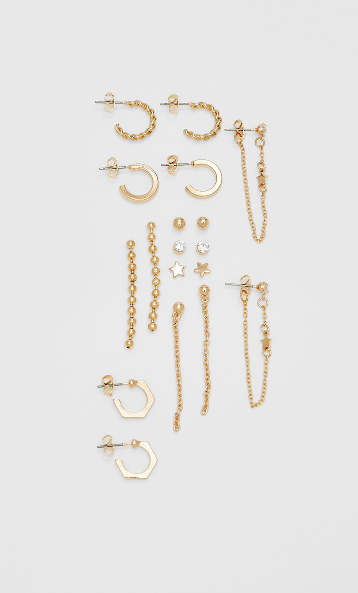 Set of 9 star earrings