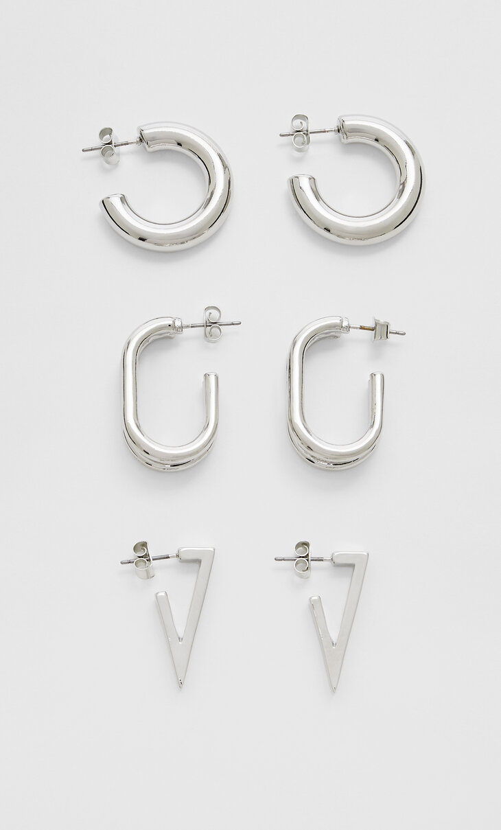 Set of 3 hoop earrings