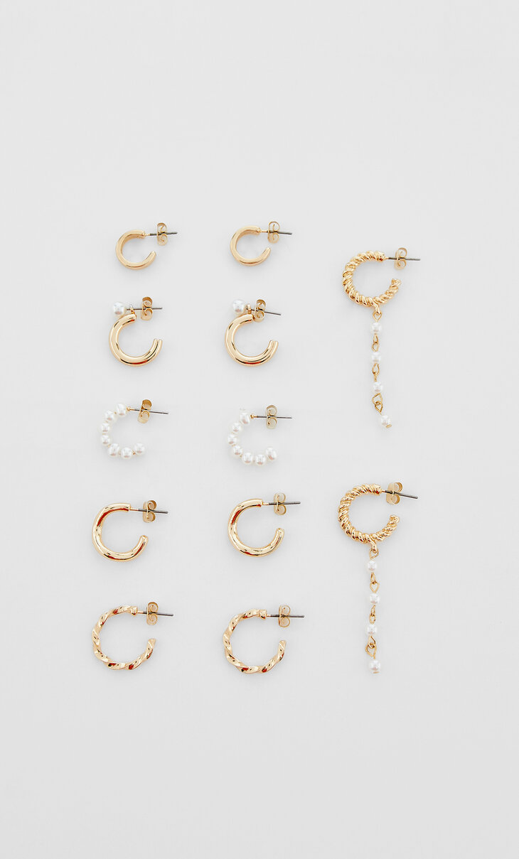 Set of 6 pairs of faux pearl earrings