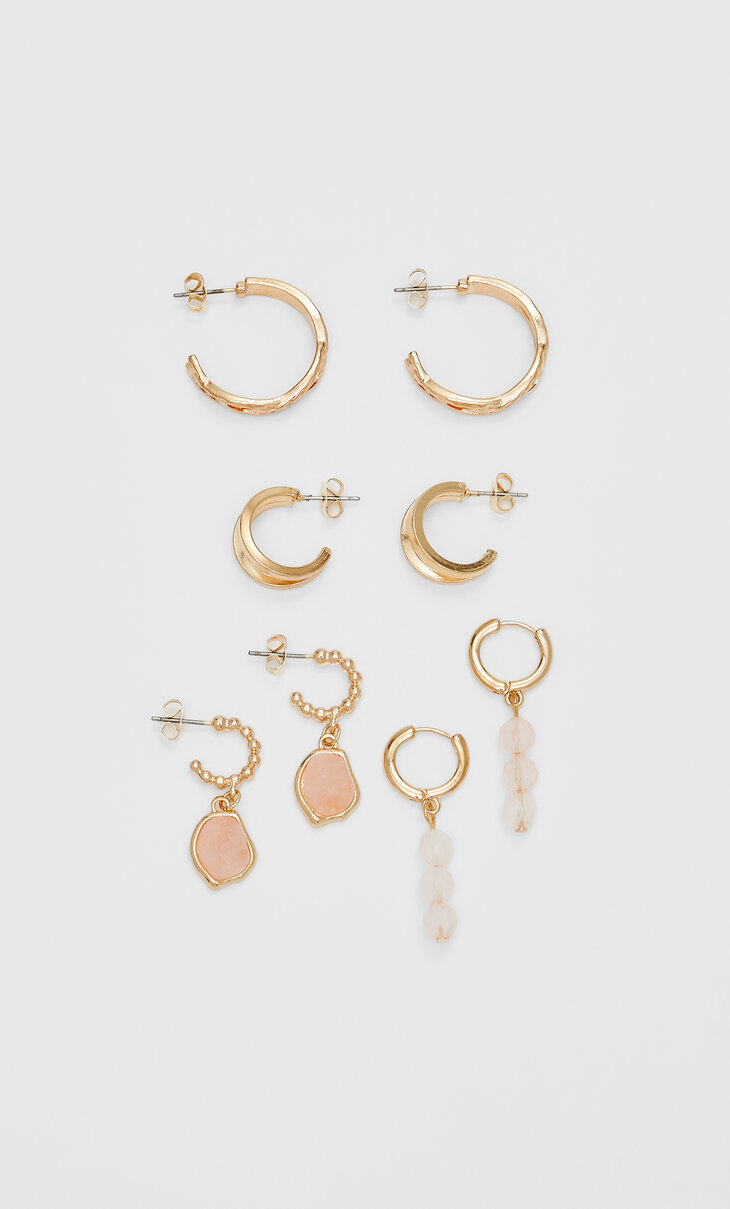 Set of 4 stone earrings