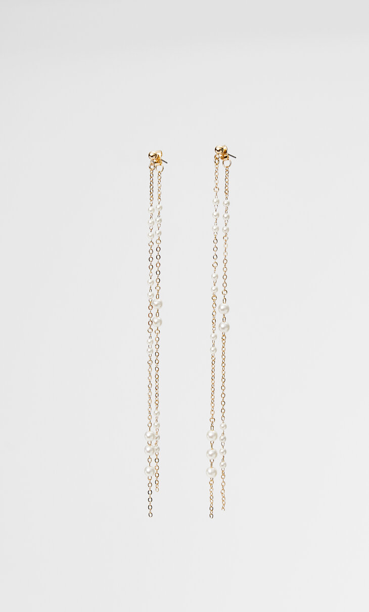 Pearl bead chain earrings