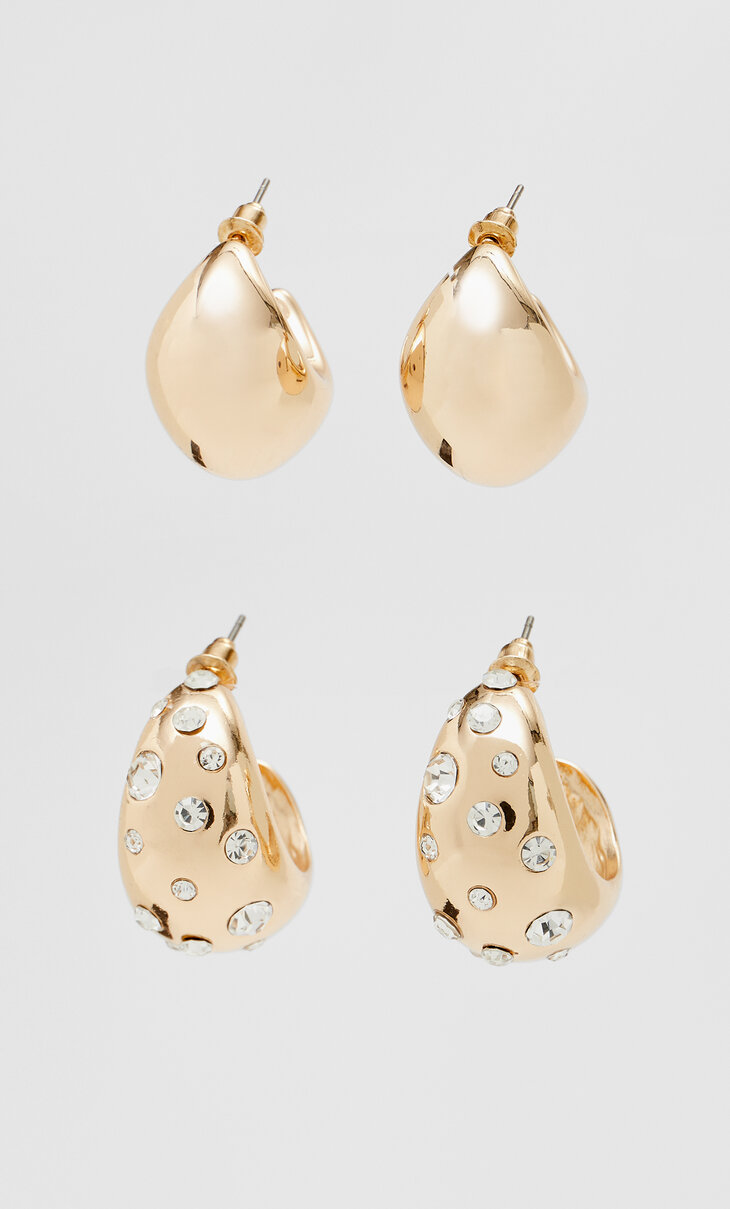 Set of 2 pairs of stone earrings