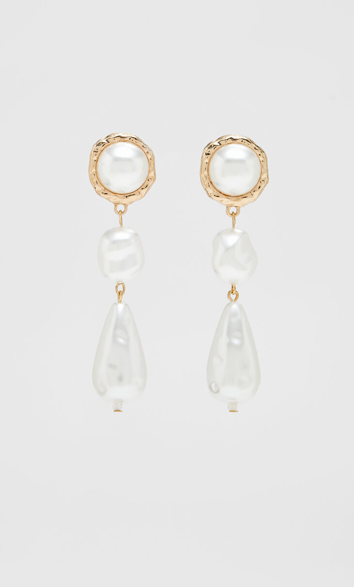 Faux pearl dangle earrings
