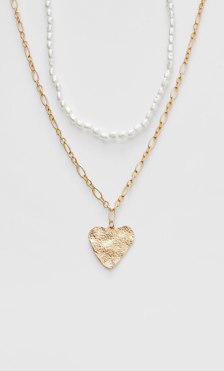 Set of 2 heart charm necklaces