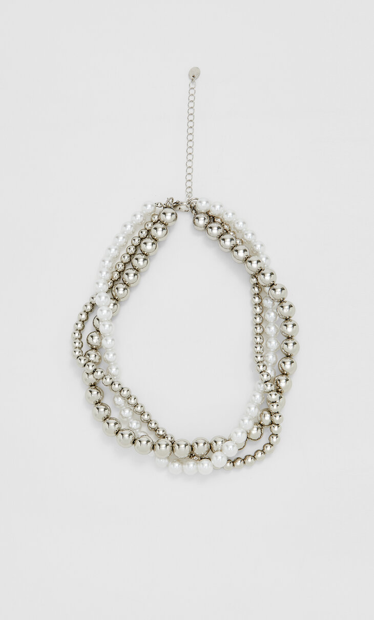 Multi-strand beaded necklace