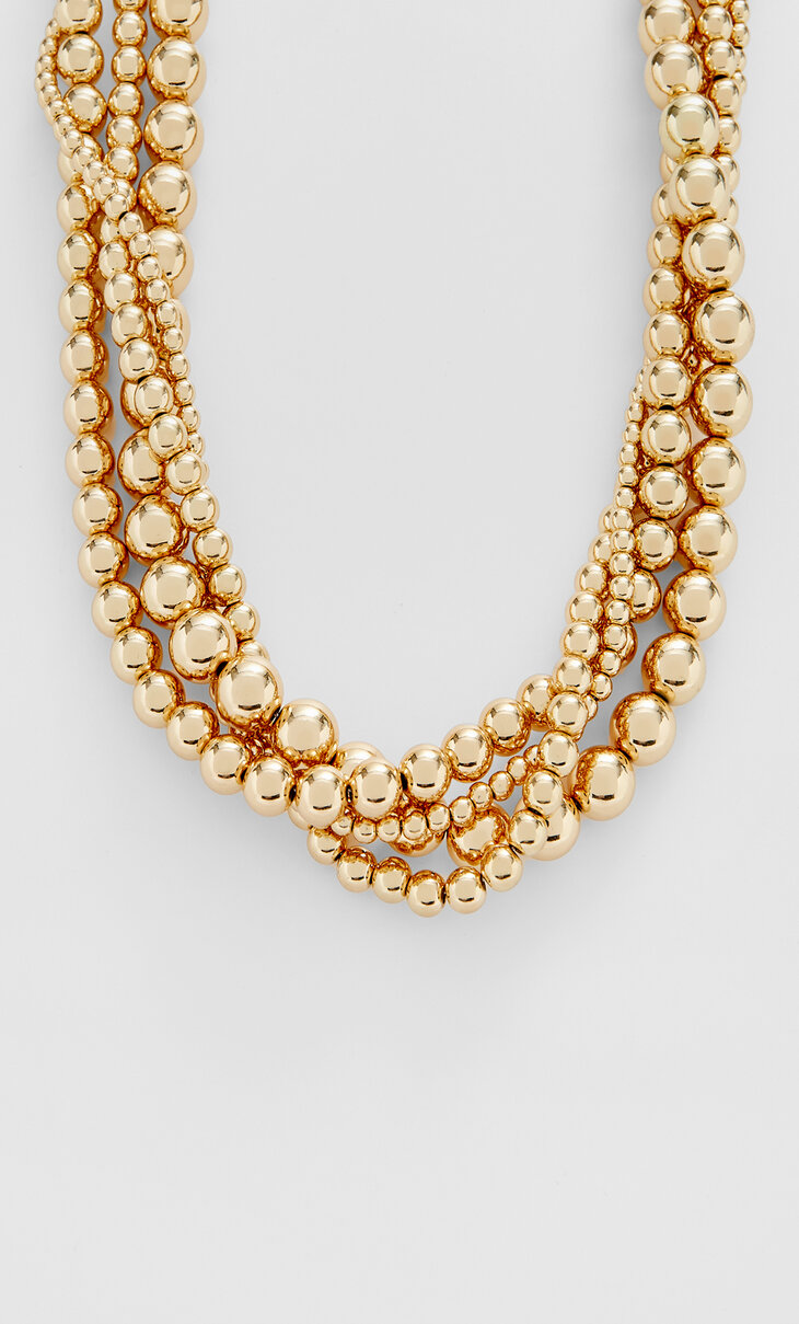 Multi-strand beaded necklace