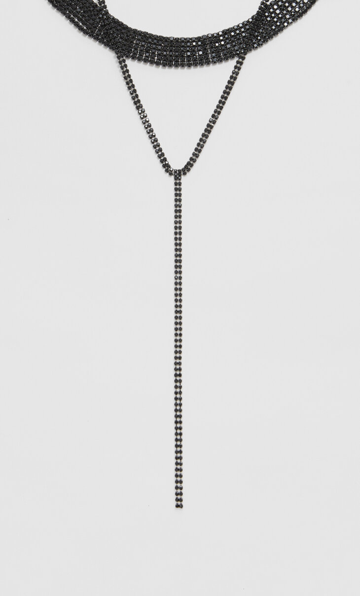 Set of 2 rhinestone choker necklaces