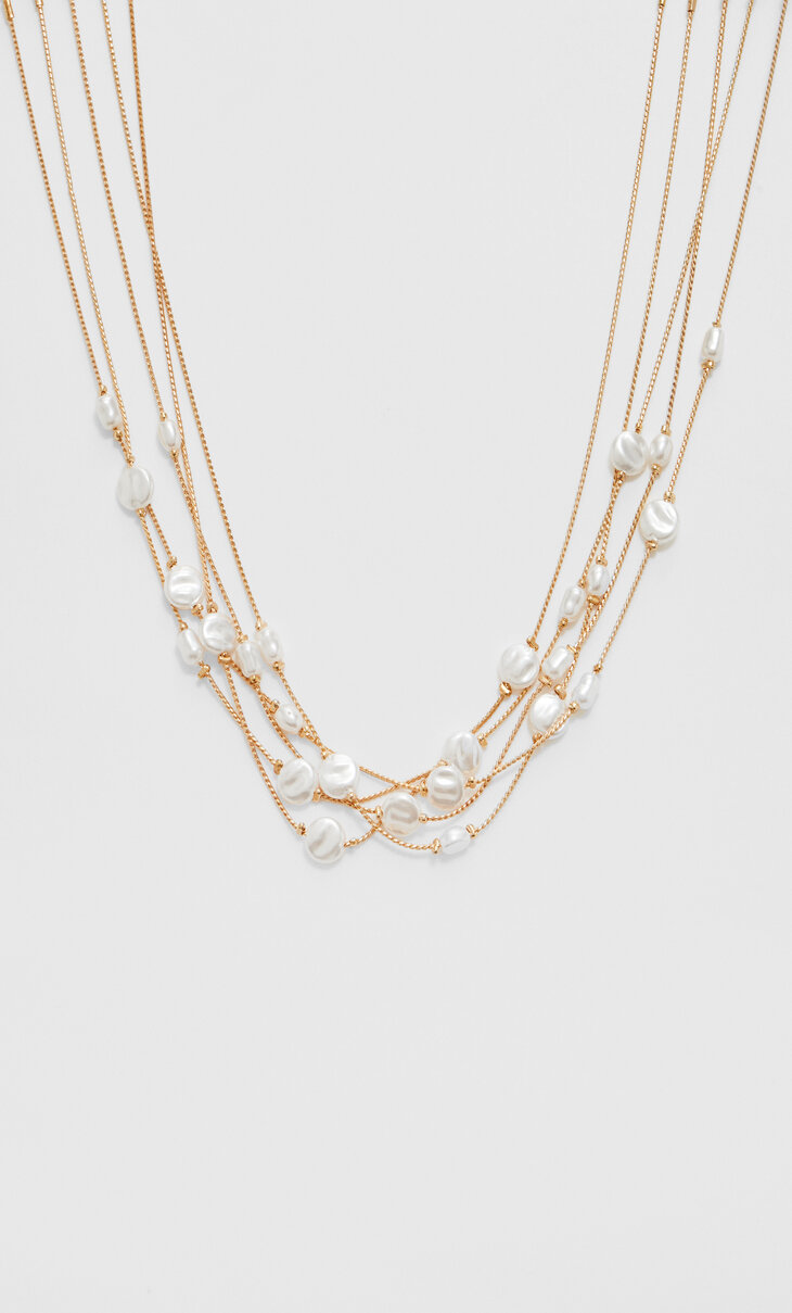 Chain and pearl bead necklace